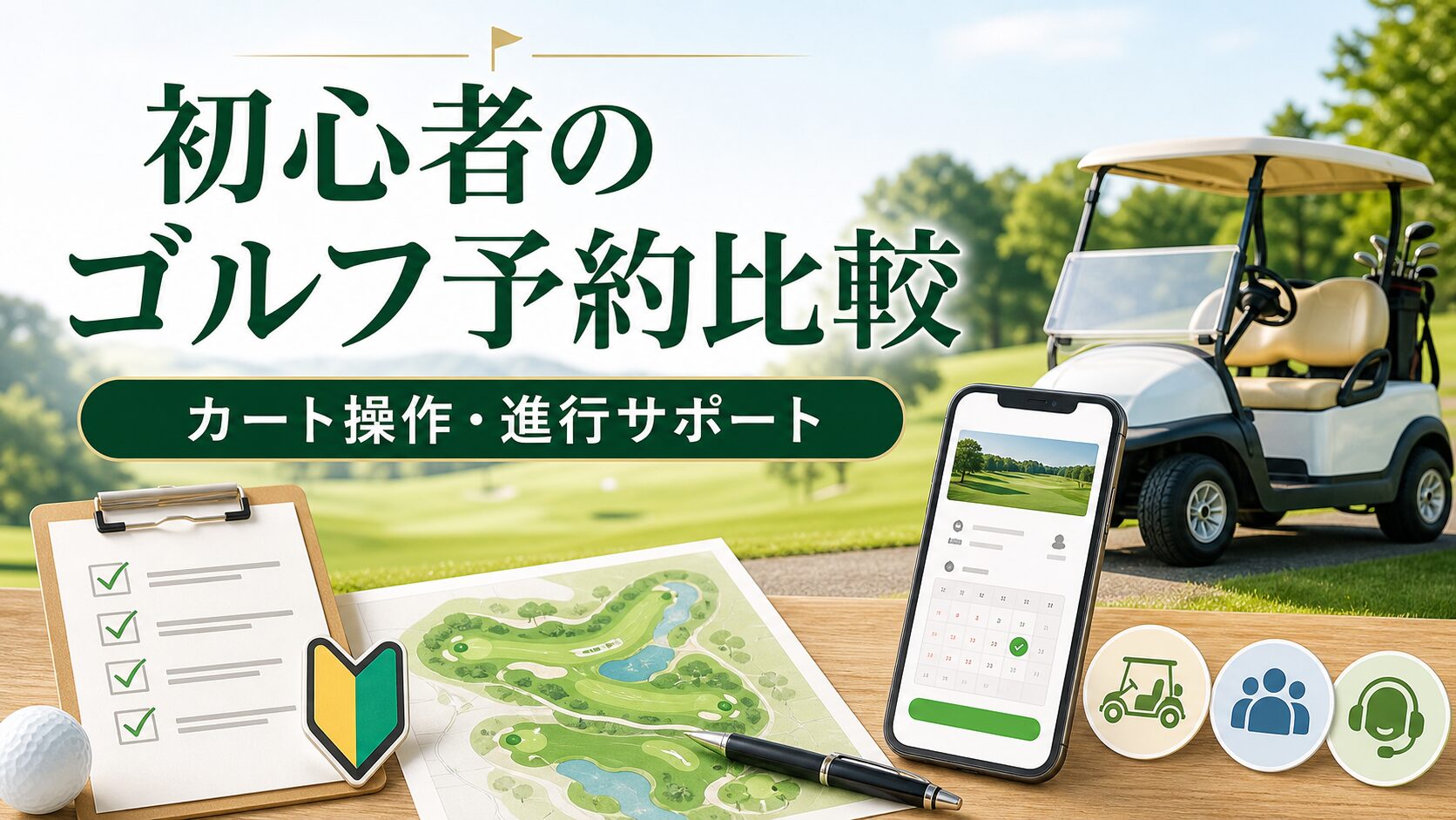 初心者のカート操作・進行サポートで見るゴルフ場予約サービス比較のアイキャッチ画像
