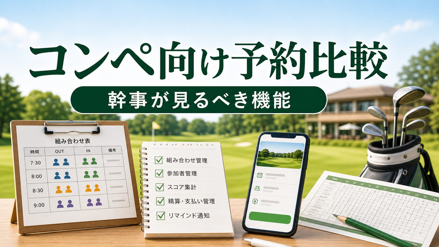 コンペ向けゴルフ場予約サービス比較｜幹事が見るべき機能と使い分けのアイキャッチ画像