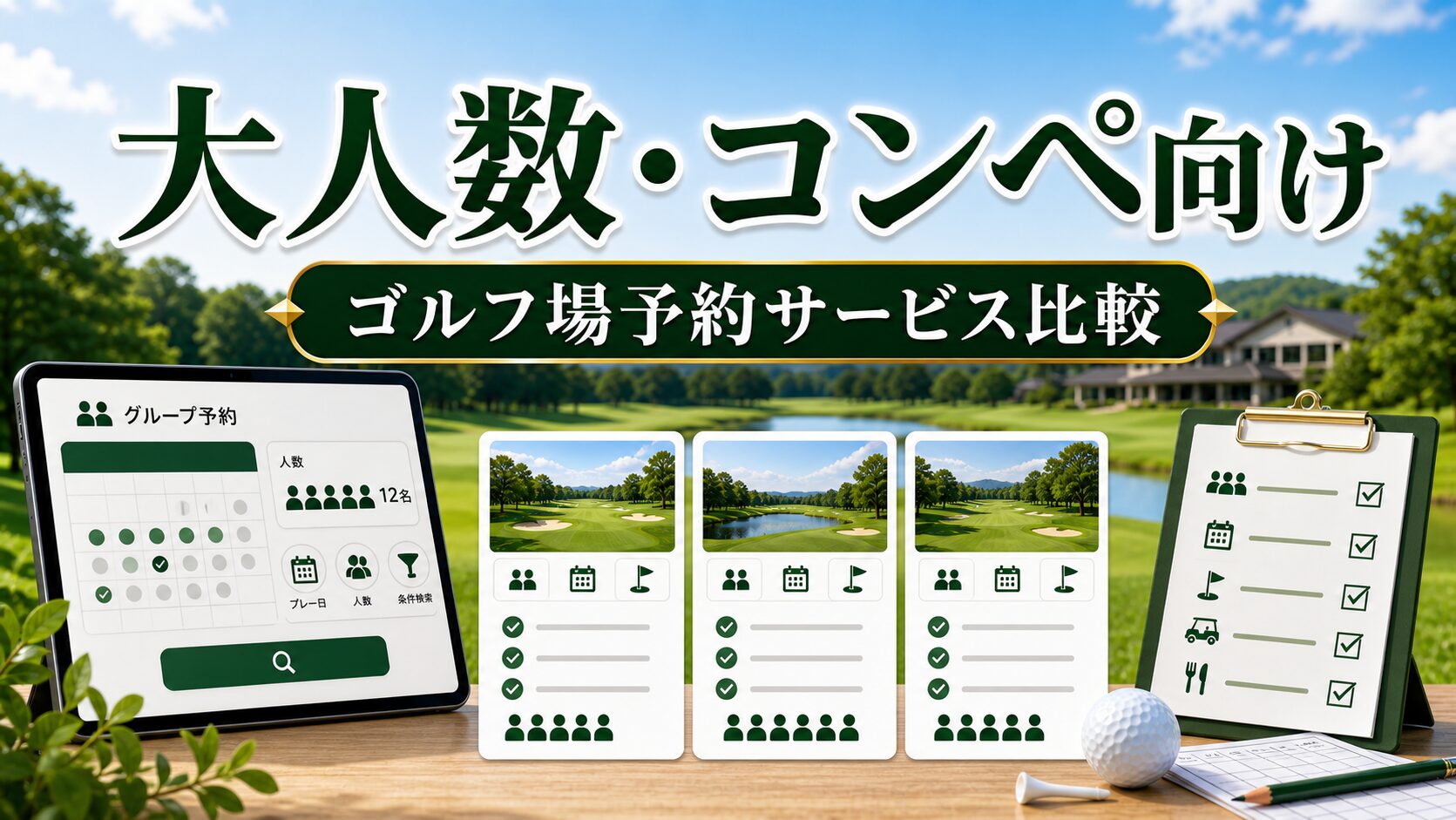 大人数・コンペ向けゴルフ場予約サービス比較のアイキャッチ画像