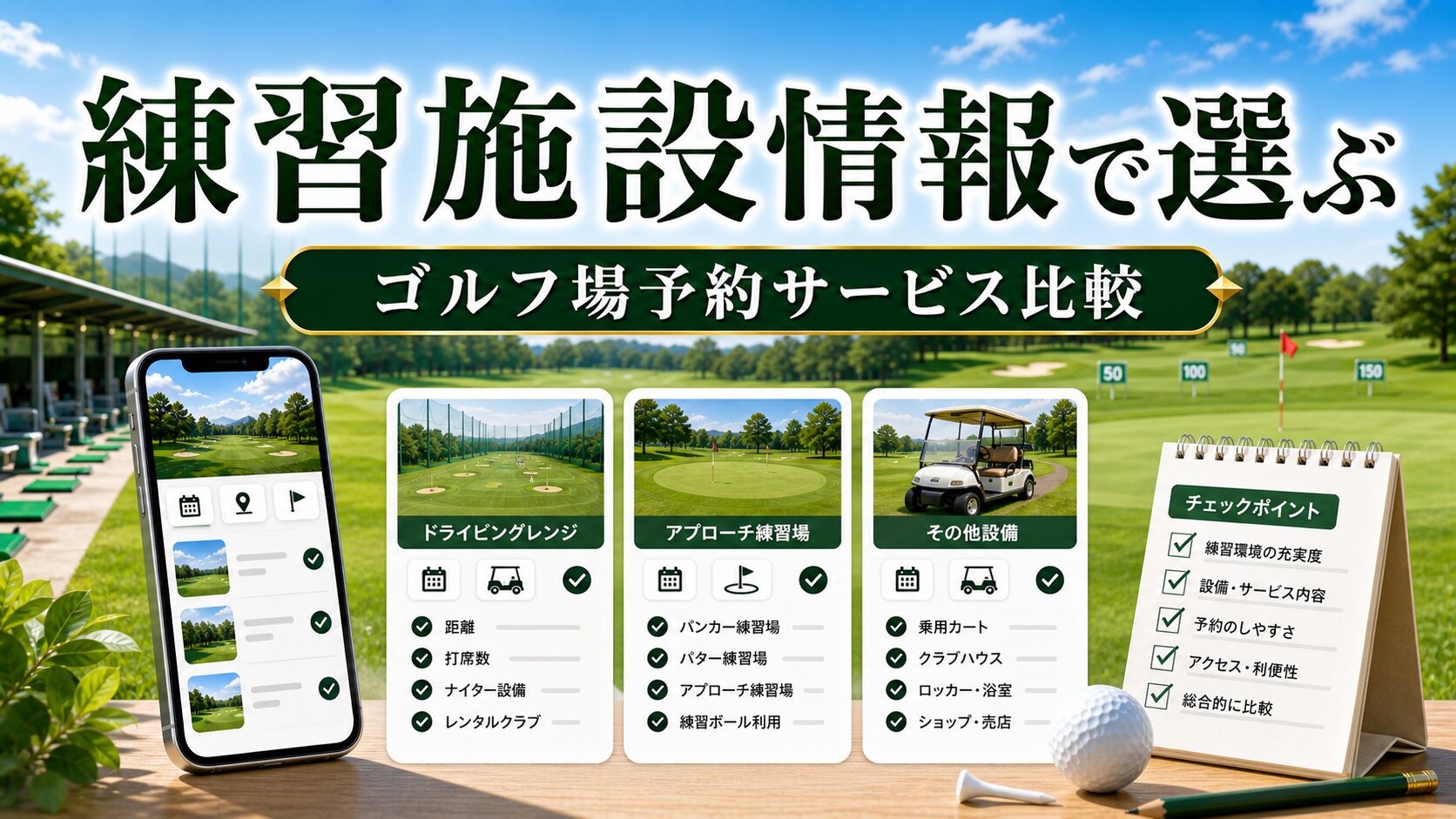 練習施設情報で選ぶゴルフ場予約サービス比較のアイキャッチ画像