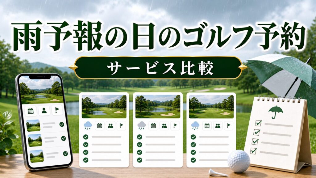 雨予報の日のゴルフ場予約サービス比較のアイキャッチ画像