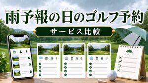 雨予報の日のゴルフ場予約サービス比較のアイキャッチ画像