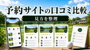 ゴルフ場予約サイトの口コミ比較｜GDO・楽天GORA・じゃらんゴルフの見方のアイキャッチ画像